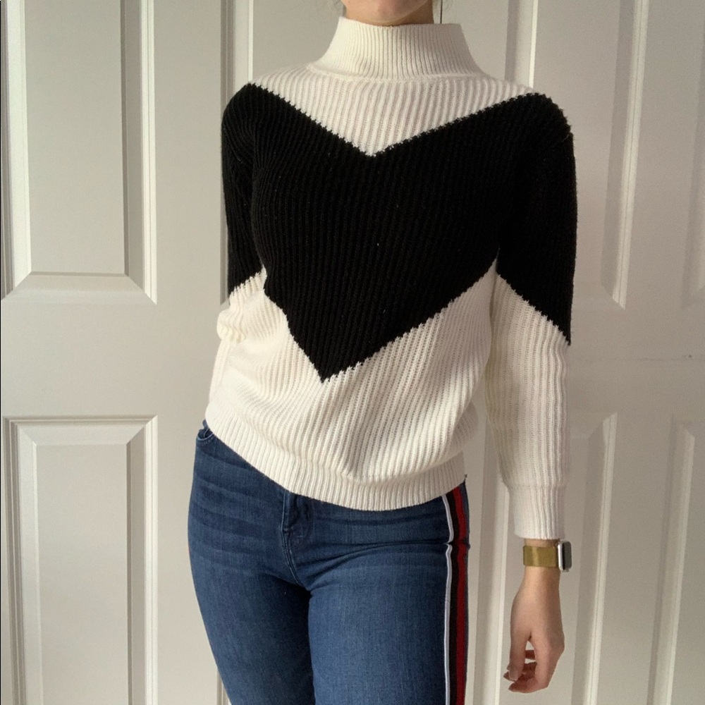 Color block turtleneck sweater